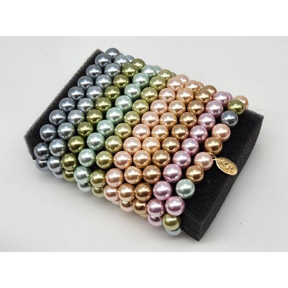 KJL Kenneth Jay Lane faux Pearl Bracelets Multi Color Set of 10 - Picture 4 of 16